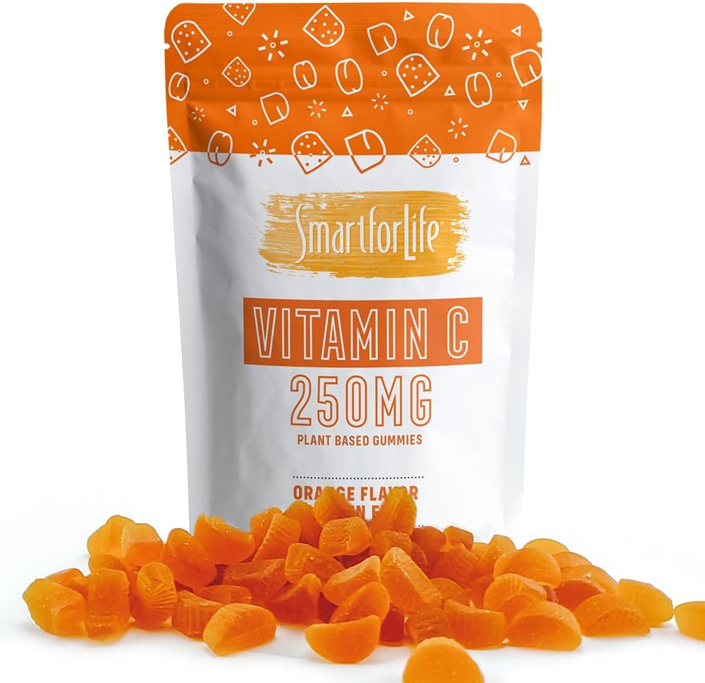 Smart for Life Βιταμίνη C Gummies - Φυτική βάση Vegan Βιταμίνη C Gummies Φυσικό Πορτοκαλί Γεύση - ανοσοποιητική υποστήριξη Gummies για ενήλικες και παιδιά - μη-GMO - Συμπλήρωμα διατροφής - 60 Count