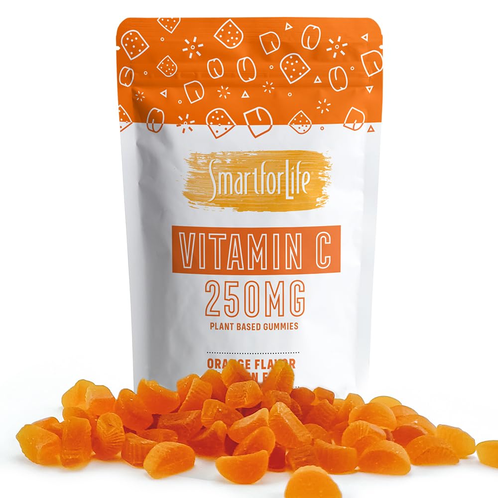 Smart for Life Βιταμίνη C Gummies - Φυτική βάση Vegan Βιταμίνη C Gummies Φυσικό Πορτοκαλί Γεύση - ανοσοποιητική υποστήριξη Gummies για ενήλικες και παιδιά - μη-GMO - Συμπλήρωμα διατροφής - 60 Count