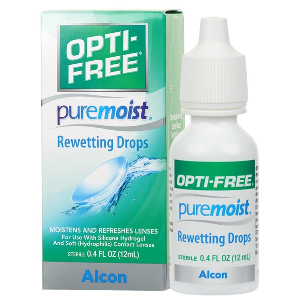 Opti-ελεύθερος Puremoist Rewetting σταγόνες, 12 mL