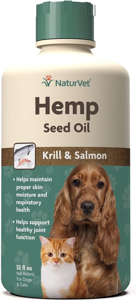 NaturVet Hemp Seed Oil Krill and Salmon, 32 oz. Υγρό, κατασκευασμένο στις ΗΠΑ