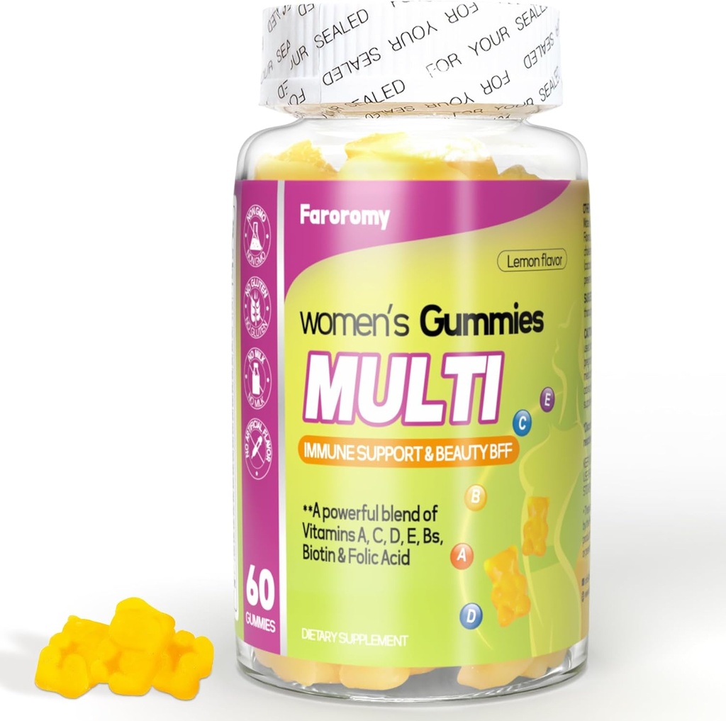 Multivitamin for Women Gummies Lemon Flavored Vitamins Daily Multivitamin with Vitamins A, C, D, E, B6 and B12, 30 Day Supply, 60 Count