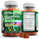 Clean Nutraceuticals Digestive Enzymes with Probiotics & Prebiotics for Digestive Health Gummies & L-Glutamine for Gut Health Bromelain Apple Pectin Inulin FOS Plant Based Vegan Gummy Vitamins