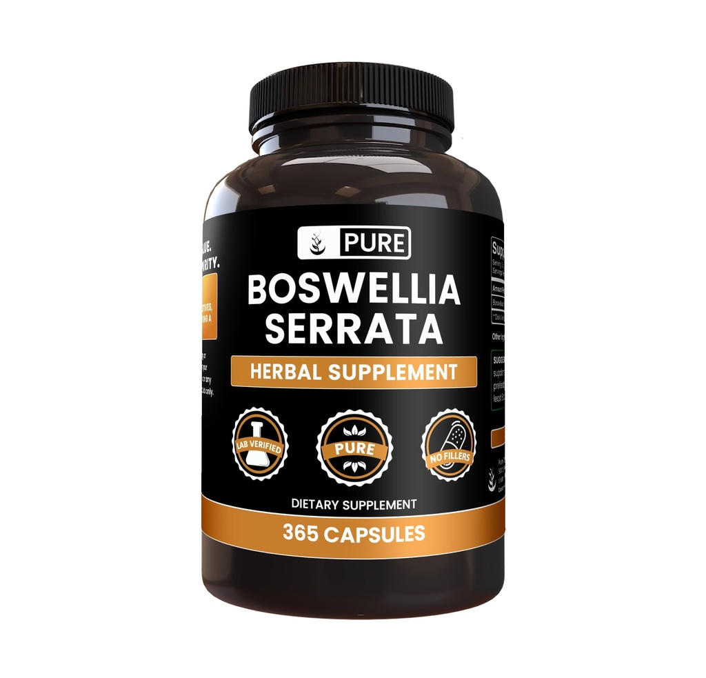 Αμιγώς πρωτότυπα συστατικά Boswellia Serrata (365 κάψουλες) Όχι Μαγνήσιο ή Ρύζι Fillers, Πάντα Αγνή, Εργαστήριο Επαληθευμένο