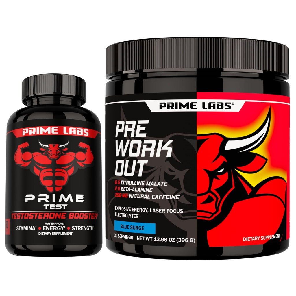 Prime Labs Prime Test + Pre Workout Powder for Men Supplement