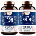WINDSOR BOTANICALS Iron Supplement and PMS Relief Bundle for Women
