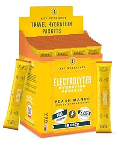 KEY NUTRIENTS Πολυβιταμίνες Ηλεκτρολύτες Powder Packets - Tropical Ροδάκινο Mango Post προπόνηση και ανάκτηση 40 Pack Hydration Pack - Χωρίς ζάχαρη, χωρίς θερμίδες - Travel Hydration Powder