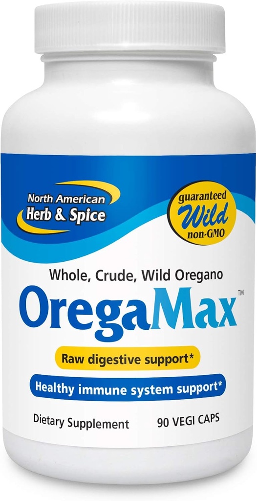 NORTH AMERICAN HERB & SPICE OregaMax - 90 Capsules - Wild Oregano Supplement - Digestive & Immune Support - Oregano Oil, Garlic, Onion - Non-GMO - 90 Total Servings