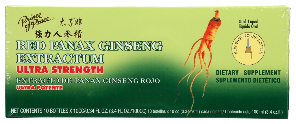 Prince of Peace Red Panax Ginseng Extractum Ultra Strength -- 3.4 oz - 10 μπουκάλια