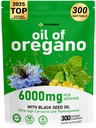 vivcmin Oregano Oil, 300 Softgels, 150 Days Supply - 6000mg Oil of Oregano with Black Seed Oil for Immune & Digestive Support, aceite de Oregano with High Carvacrol & Thymoquinone, Non-GMO