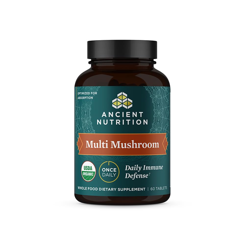 Αρχαίο συμπλήρωμα μανιταριών διατροφής, Organic Multi Mushroom Ανοσοποιητικό δισκίο υποστήριξης, υποστηρίζει απόκριση στρες, χωρίς γλουτένη, Παλαιό και Κέτο φιλικό, 60 Count