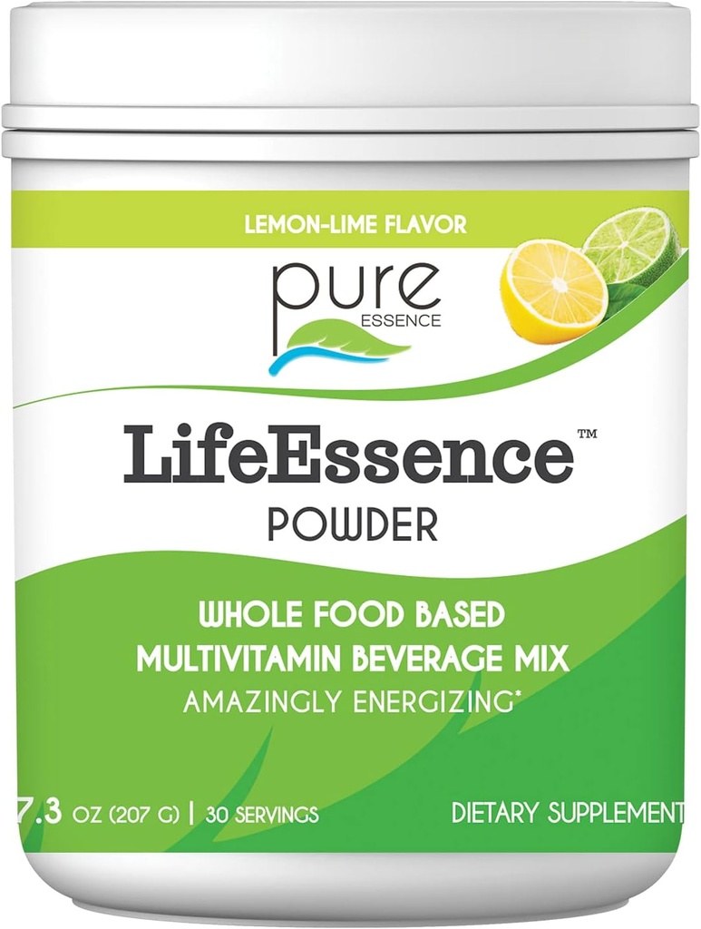Pure Essence Labs LifeEssence Multivitamin Σκόνη για άνδρες και γυναίκες, Φυσικό συμπλήρωμα βοτάνων με βιταμίνη D3, B12, και Biotin, Energing Whole Food Based Powder Mix, 7.3 oz