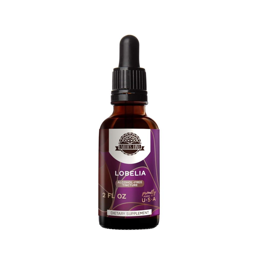 Earth's Love - Lobelia Alcohol-Free Herbal Extract Tincture, Super-Concentrated Responsibly farmed (Ban Bian Lian, Lobelia spp.) Dried Herb (2 Fl Oz)