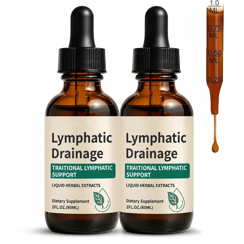Lymphatic Drainage Drops, Alcohol-Free, Vegan | with Elderberry & Echinacea Dandelion，– Supports Lymphatic Drainage, Immune System & Detox 4 fl oz