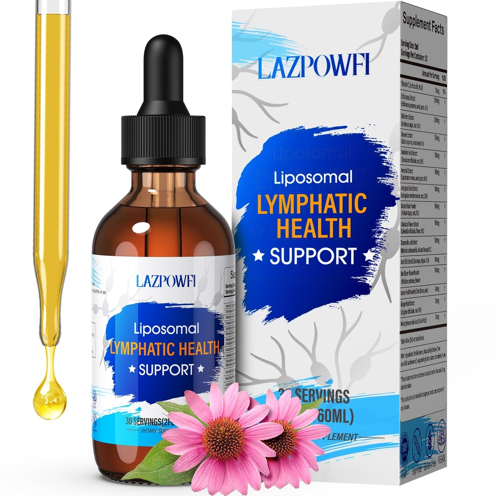 Lymphatic Drainage Drops – Liposomal Lymphatic Drainage Supplements with Echinacea 500mg, Elderberry, Burdock Root & Dandelion – Liquid Lymphatic Drops, 2 fl oz