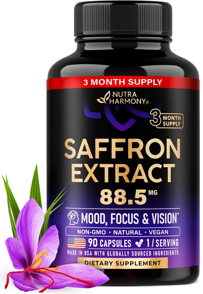 Συμπληρώματα φυσικού σαφράν - Pure Saffron Extract 88,5 mg - Made in USA - Mood 