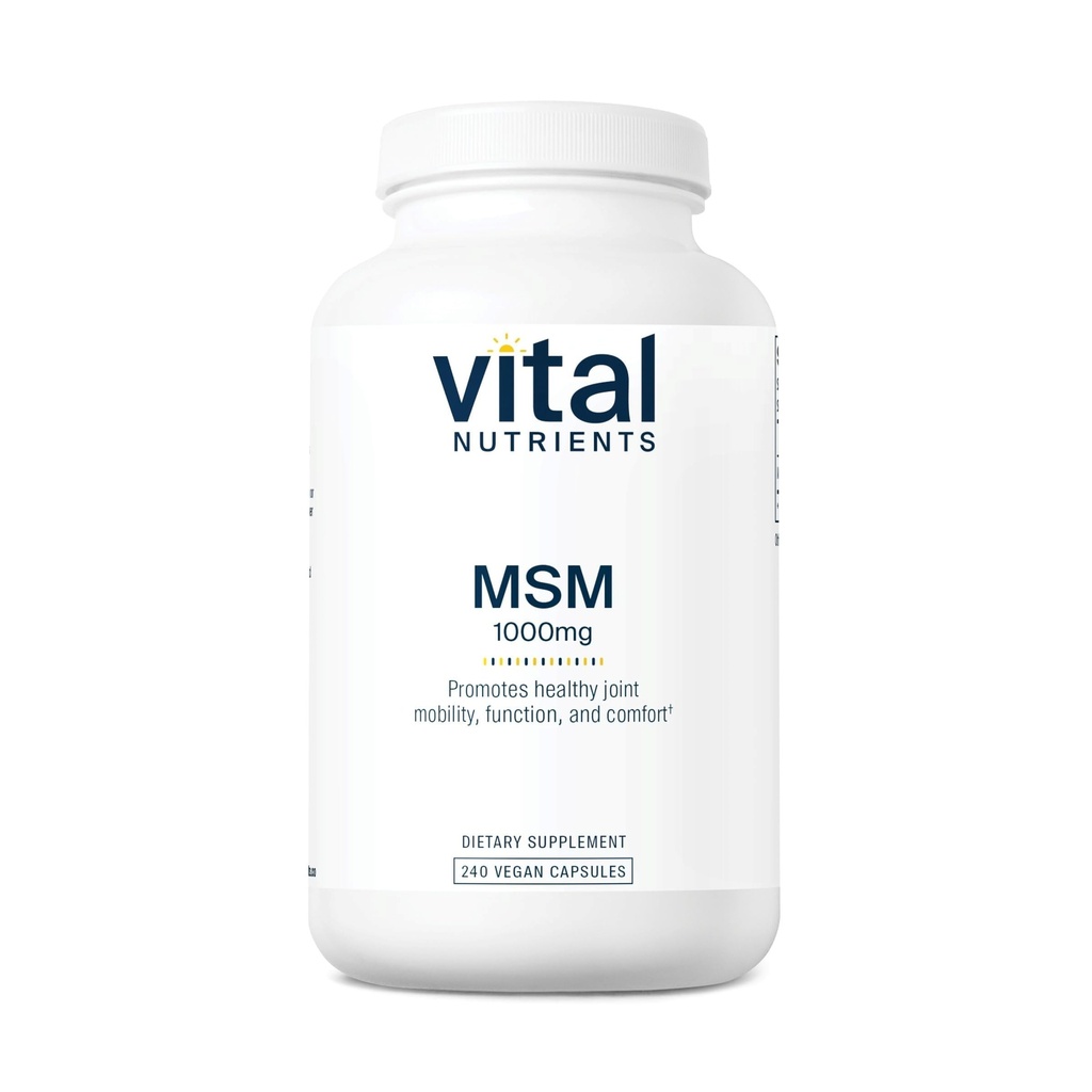 Ζωτικά θρεπτικά συστατικά - MSM 1000 mg - Φυσική μορφή οργανικού θειούχου - 240 κάψουλες