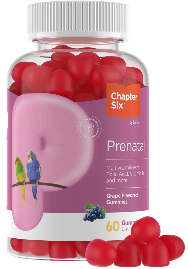 Zahler - Womens Prenatal Gummies - Grape Flavor - Prenatal Vitamins for Women with Folic Acid - Vegetarian & Kosher Pregnancy Vitamins - Womens Prenatal Multivitamin with A C D3 E B6 B12-60 Count