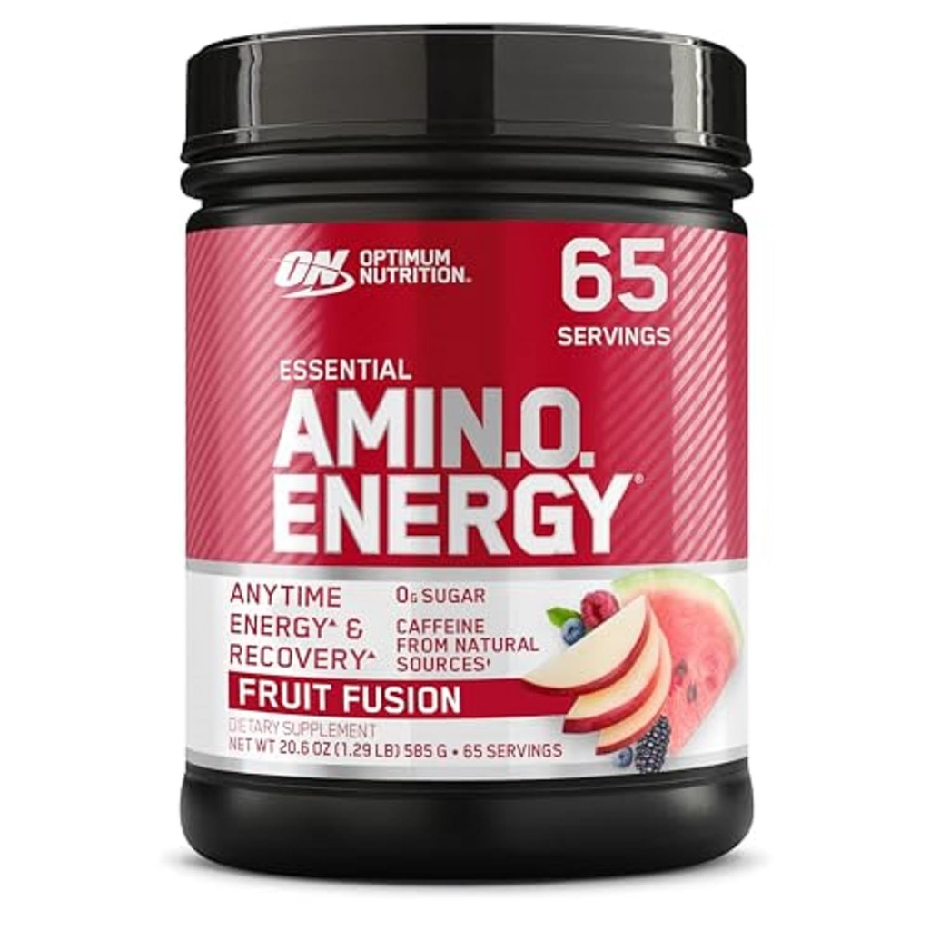 Optimum Nutrition Amino Energy - Προ προπόνηση με πράσινο τσάι, BCAA, Αμινοξέα, Κετό Φιλικό, Πράσινο εκχύλισμα καφέ, Ενεργειακή σκόνη - Σύντηξη φρούτων, 65 σέρβις (Packaging May Vary)