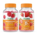 Ζωηρό μαγνήσιο + Βιταμίνη D 5000 IU, Gummies Bundle - Μεγάλη γεύση, συμπλήρωμα βιταμίνης, χωρίς γλουτένη, χωρίς ΓΤΟ, Μασώμενα Gummy