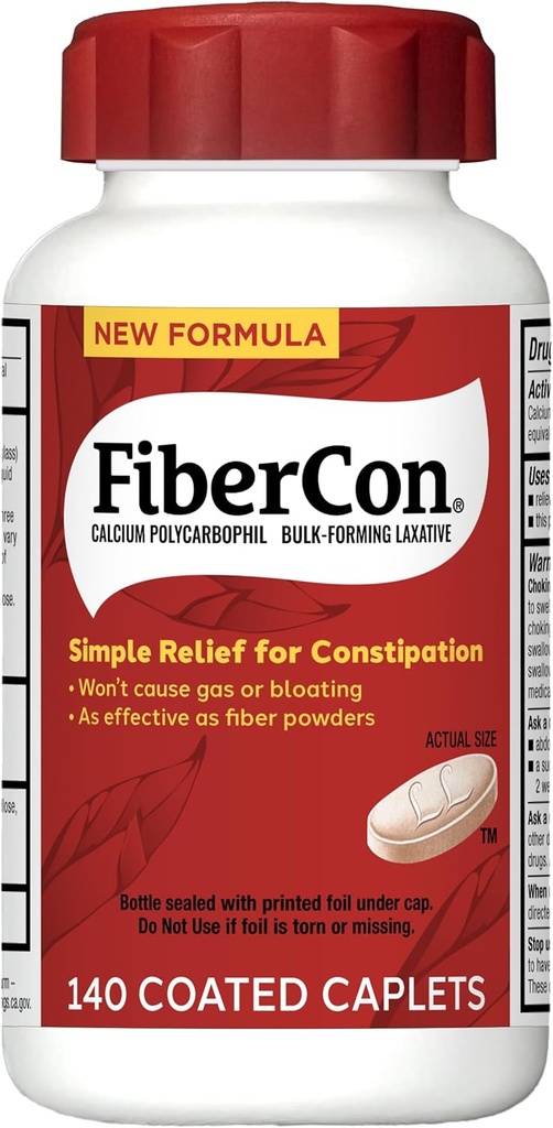 IberCon fiber Therapy Επικαλυμμένες Caplets, Ασφαλείς, Απλές και Άνετα Αδιάλυτες Ίνες για Bowel Ανωμαλία, Άνετη Δυσκοιλιότητα Ανακούφιση με Χωρίς Αέριο ή Ανέπνευση, 140 Caplets