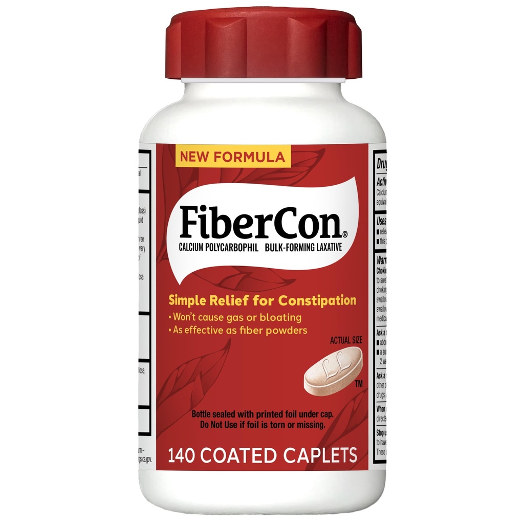 IberCon fiber Therapy Επικαλυμμένες Caplets, Ασφαλείς, Απλές και Άνετα Αδιάλυτες Ίνες για Bowel Ανωμαλία, Άνετη Δυσκοιλιότητα Ανακούφιση με Χωρίς Αέριο ή Ανέπνευση, 140 Caplets