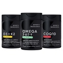 Sports Research® Vegan Supplements Pack - Vegan Omega 3-6-7-9 - 1200 mg of Multi-Spectrum Omega Fatty Acids + D3 + K2 + CoQ10 (100mg)