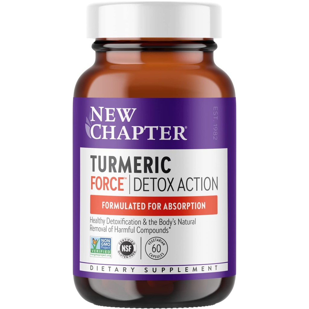 Νέο κεφάλαιο Turmeric συμπλήρωμα + καθημερινή κουρκουμάς Detox δύναμη Detox δράση με πράσινο τσάι + τζίντζερ + NO μαύρο πιπέρι χρειάζεται + μη ΓΤΟ συστατικά χορτοφαγική κάψουλα, 60 κόμης