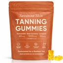 Savanna Skin Tanning Gummies, Astaxanthin, Beta Carotene & Lycopene Blend with Vitamins C & E, Radiant Healthy Skin, Sour Watermelon Flavor, Vegan & Sugar-Free, 60 Count