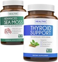 Thyroid Support & Sea Moss - Sea Moss Thyroid Care Pack - Thyroid Support with Iodine (120 Caps) & Irish Sea Moss Caps - Ακατέργαστο συμπλήρωμα Vegan με BioPerine (Non-GMO & Organic)
