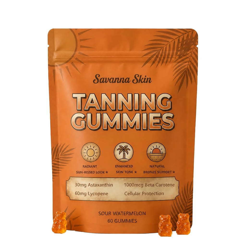 Savanna Skin– 60 Daily Beauty Gummies | Antioxidant Beauty Gummies with Beta-Carotene & Lycopene for a Healthy Sun-Kissed Look