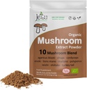 Mushroom Extract Powder - Ισχυρό 10 Blend, Organic Lions Mane, Cordyceps, Reishi, Shiitake, Turkey Tail Mushrooms Nootropic Brain Supplement for Energy, Calm, Focus & Immune System Booster