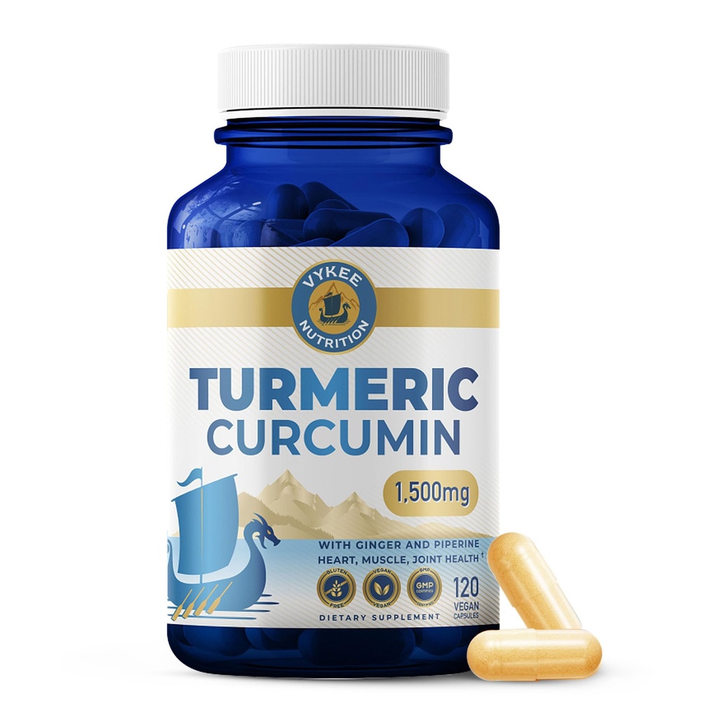 Vykee Nutrition Turmeric Curcumin 2,000 mg Capsules with Ginger & Piperine - Supports Normal Heart, Muscle, and Joint Function - with 95% Curcuminoid Extract, Vegan, Non-GMO, Gluten-Free - 120 Count