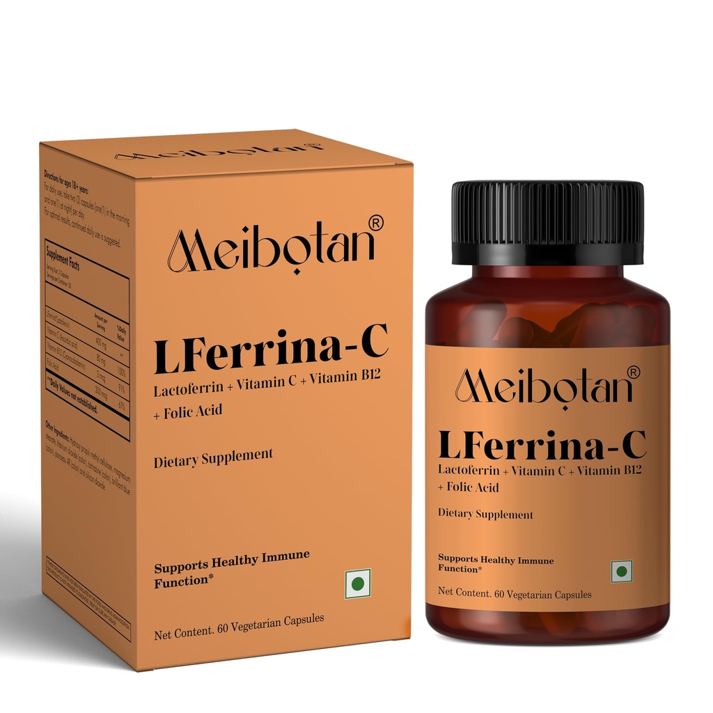 lactoferrin Supplement with Vitamin C for Men & Women Reduces Oxidative Stress,Antioxidants,Strengthens Immunity,Protects Against Infections- 60 Veg Capsules