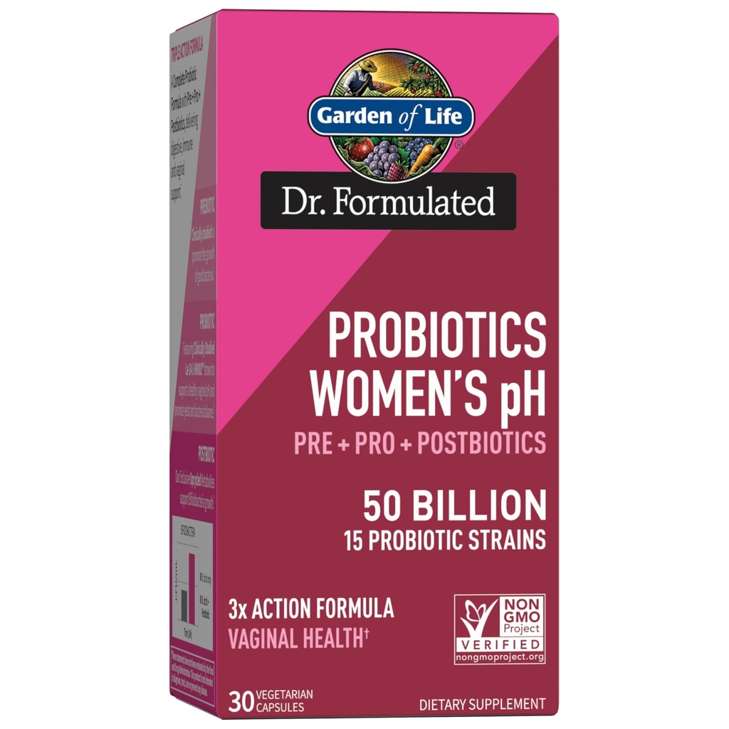 Κήπος Ζωής Dr Formulated Γυναικεία pH Προβιοτικά 50 Billion CFU, Pre + Pro + Postbiotics - Digestive, ανοσοποιητική και κολπική υποστήριξη, πατάτα, ακακία, μεταβιοτικοί μεταβολίτες, 30 ημέρες προσφοράς