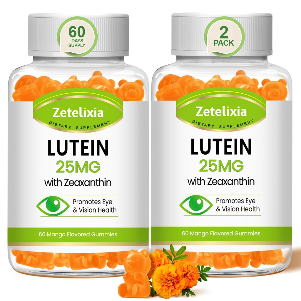Lutein Gummies 25mg - Eye Vitamins Lutein & Zeaxanthin Eye Health Supplements for Adults,Sugar Free Eye Health Gummies Supplement - Support Vision,Macular,Blue Light Filtering (120 Count)