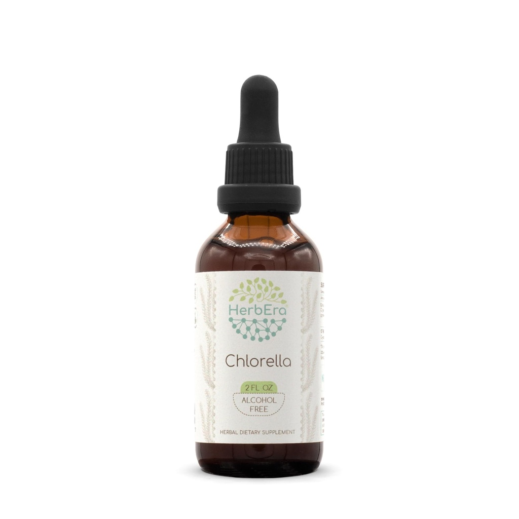 HerbEra Chlorella B60 Alcohol-Free Herbal Extract Tincture, Concentrated Liquid Drops Natural Chlorella (pyrenoidosa) Dried Entire Plant (2 fl oz)