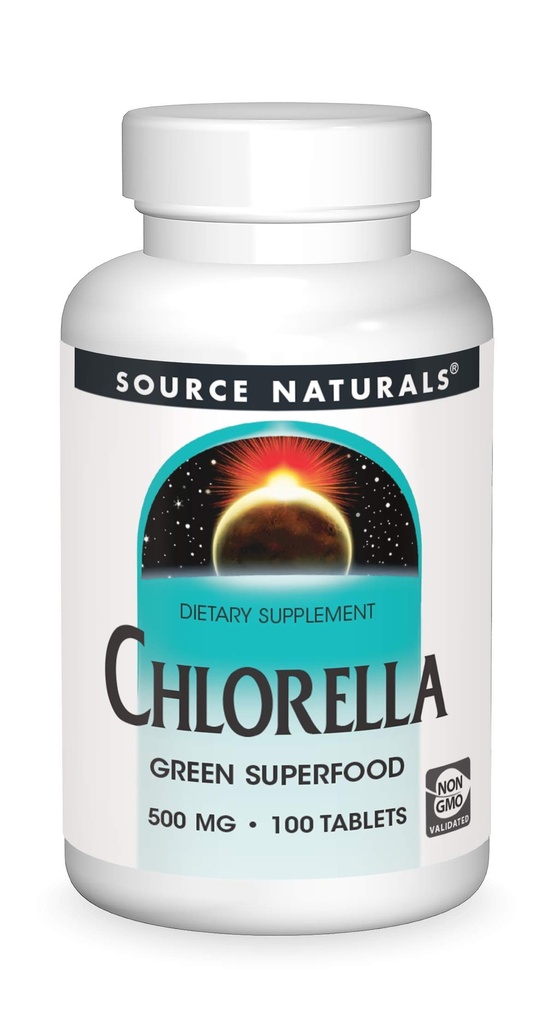 Source Naturals Chlorella 500 mg Green Superfood, Plant-Based B12-100 Tablets
