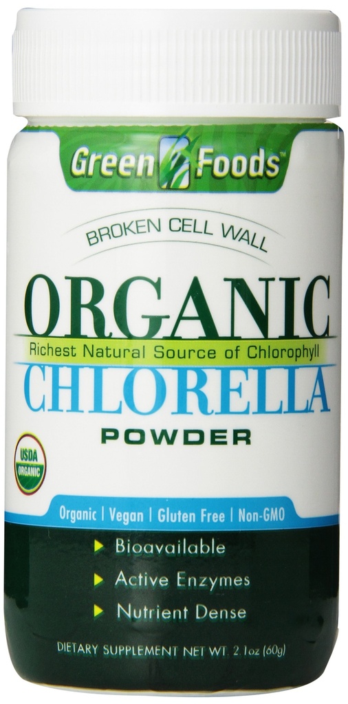 Green Foods Organic Chlorella Powder, 2.1 Ounce