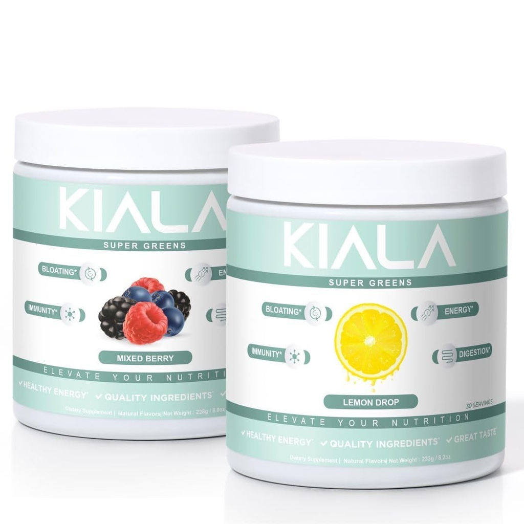 Super Greens, Organic Greens Powder, Spirulina & Chlorella Superfood Powder, Sugar & Gluten Free Vegan, Spectra Blend, Mixed Berry & Lemon Drop, 2 Pack