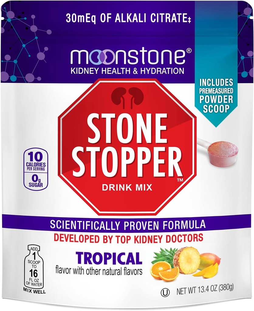 Stone Stopper Drink Mix, Tropical, Kidney Stone Prevention, Oxalate Protector, Alkali Citrate Support, Αναπτύχθηκε από ουρολόγους για τη βελτίωση της ενυδάτωσης και την υποστήριξη της υγείας των νεφρών, 30 ημέρες προσφοράς
