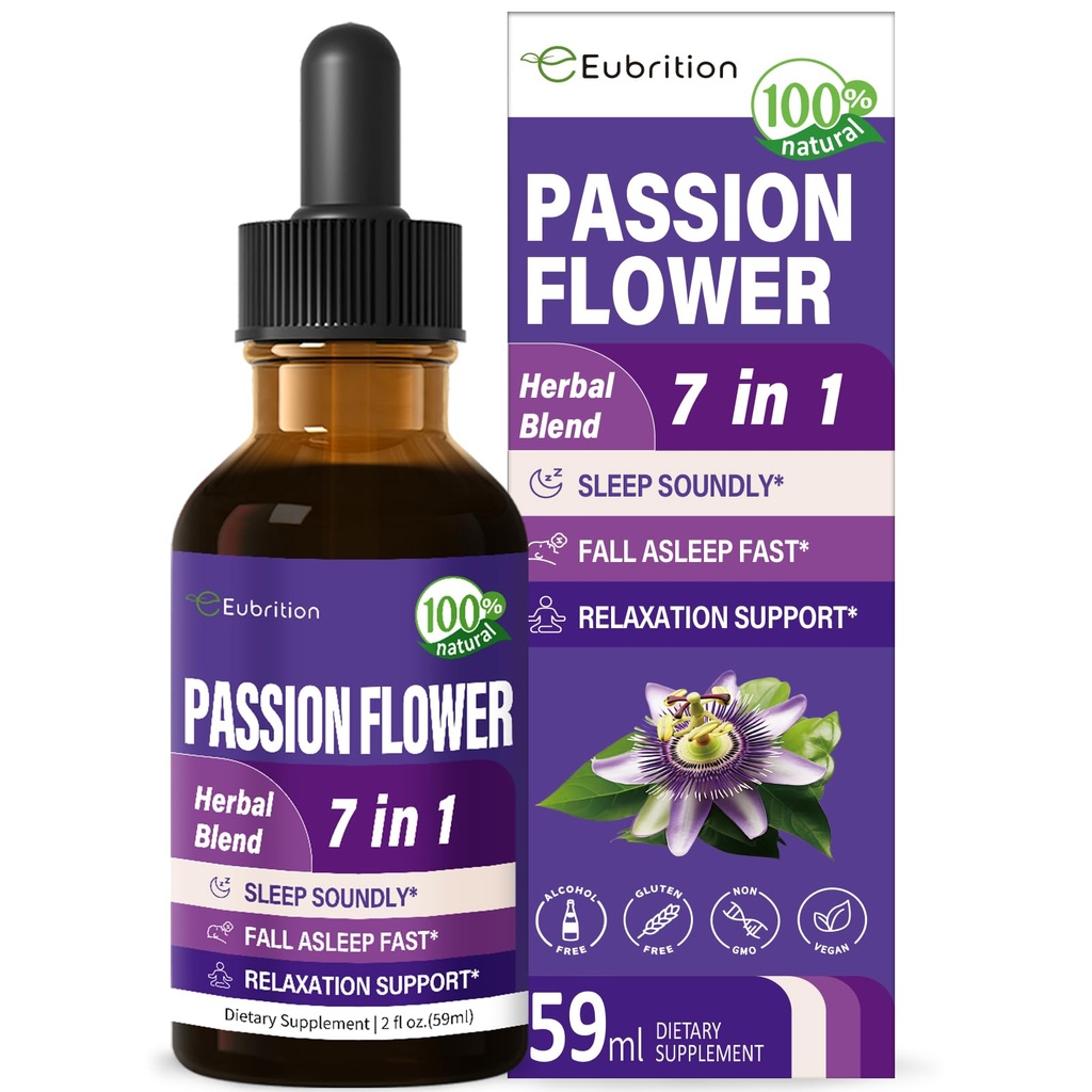 Passion Flower Liquid Drops for Sleep Support, Natural Herbal Formula with Valerian Root Chamomile Extract support Sleep Soundly & Relaxation. Συμπλήρωμα υψηλής βιοδιαθεσιμότητας.2oz