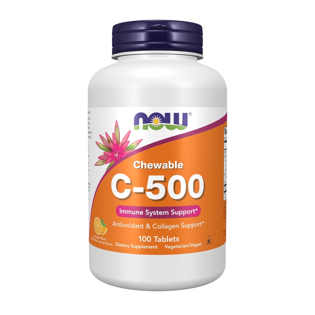 NOW Foods Supplements, Vitamin C-500, Antioxidant Protection*, Orange Juice Flavor, 100 Chewable Lozenges