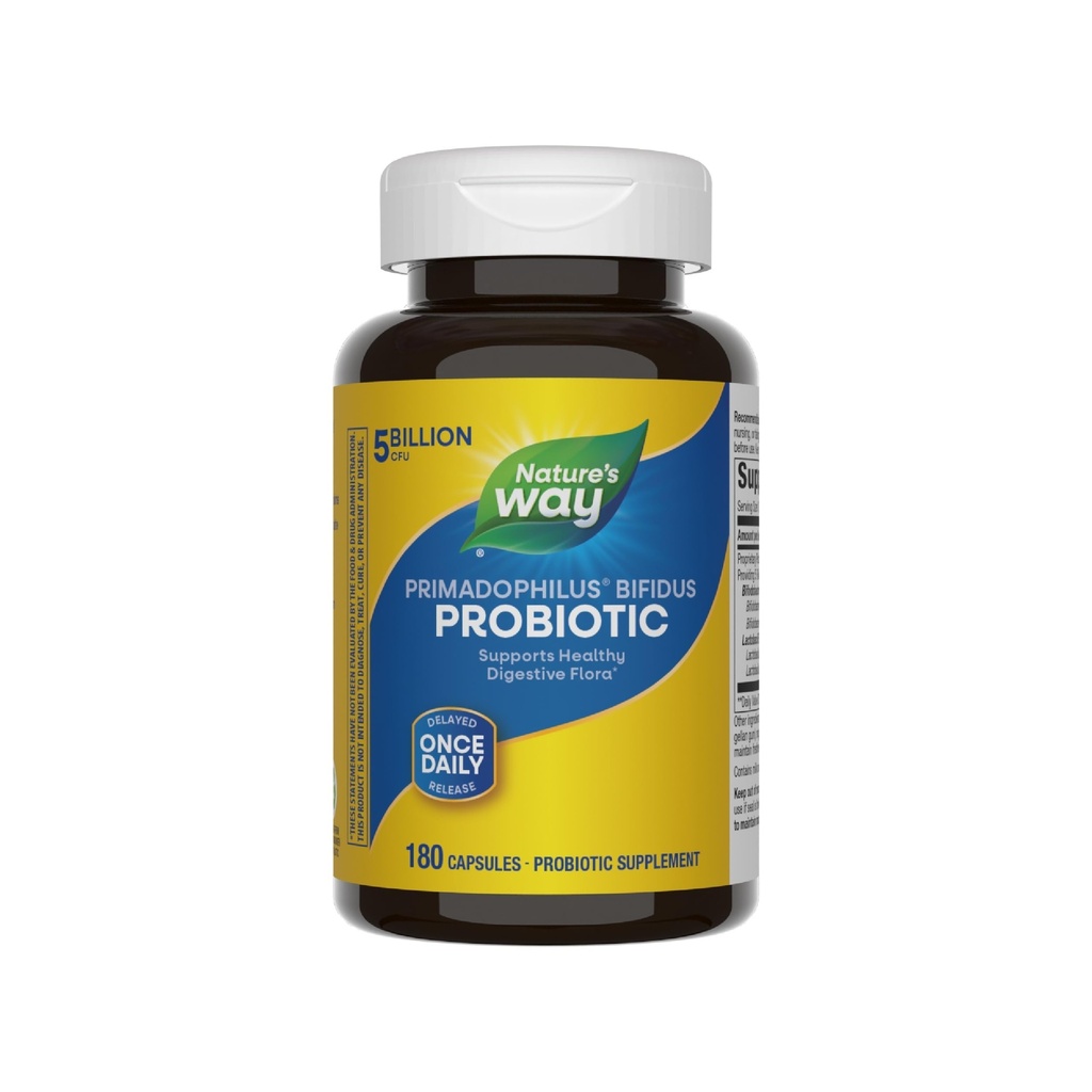 Τρόπος της φύσης Primadophilus Bifidus Probiotic, Υποστηρίζει Digestive Flora*, 5 Δισεκατομμύρια Ζωντανές Προβιοτικές Καλλιέργειες ανά Καψάκιο, Lactobacilli, Bifidobacteria, 180 Κάψουλες (Packing May Vary)