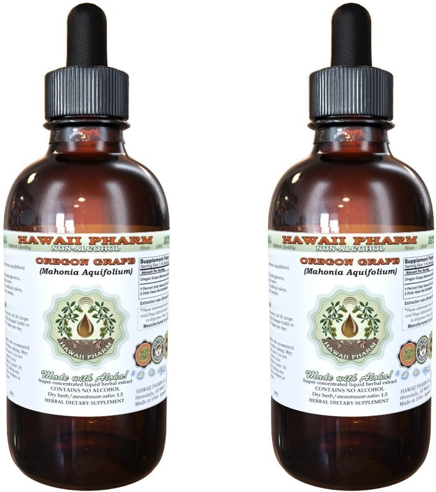 Hawaii Pharm Oregon Grape Liquid Extract, Oregon Grape (Mahonia aquifolium) Αποξηραμένη ρίζα Γλυκερίτης Φυσικό βοτανικό συμπλήρωμα, ΗΠΑ 2x2 fl.oz