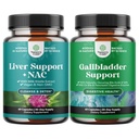 Bundle of Liver Support NAC Supplement with Milk Thistle for Liver Cleanse Detox & Repair and Ox Bile Salts for Gallbladder Support - Purified Bile Salts Pancreatin Digestive Enzymes Ox & Betaine HCL