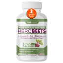 Gade Nutrition Hero Beets - Κάψουλες ρίζας τεύτλων 1500mg - Βιολογική Σκόνη ρίζας τεύτλων + Βιταμίνη C Ψευδάργυρος, Βατόμουρο, Ρόδι, εκχύλισμα σπόρων σταφυλιών - 3 Μήνες Προσφορά