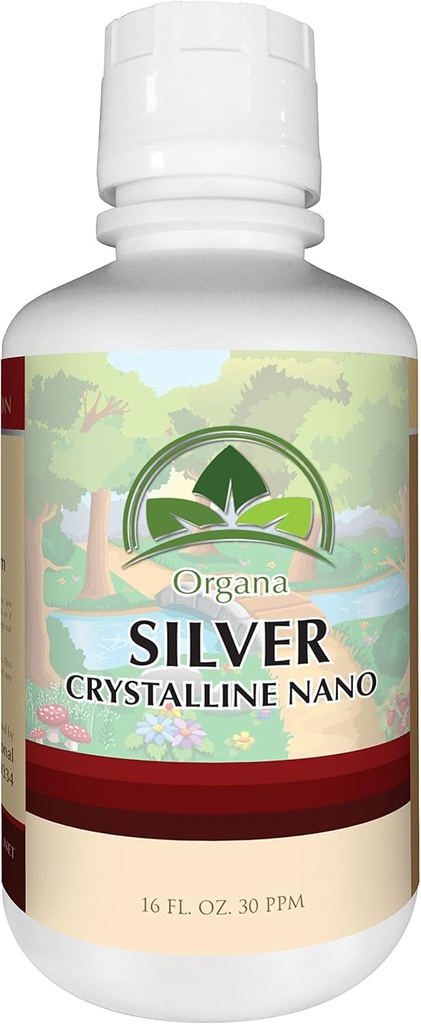 Organa Crystalline Nano Colloidal Silver - Ultra Pure Silver Liquid for Immune Support - Ultimate Bio Active Supplement - Plata Coloidal - 16 Ουγγιά - 30 PPM