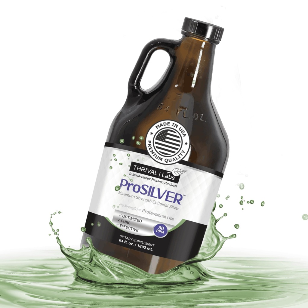 ProSILVER Black Label Pure Colloidal Silver Liquid – 30 PPM Maximum Strength for Immune Support – Bioactive – Vegan, Gluten Free, GMO Free – (64oz Glass Bottle)