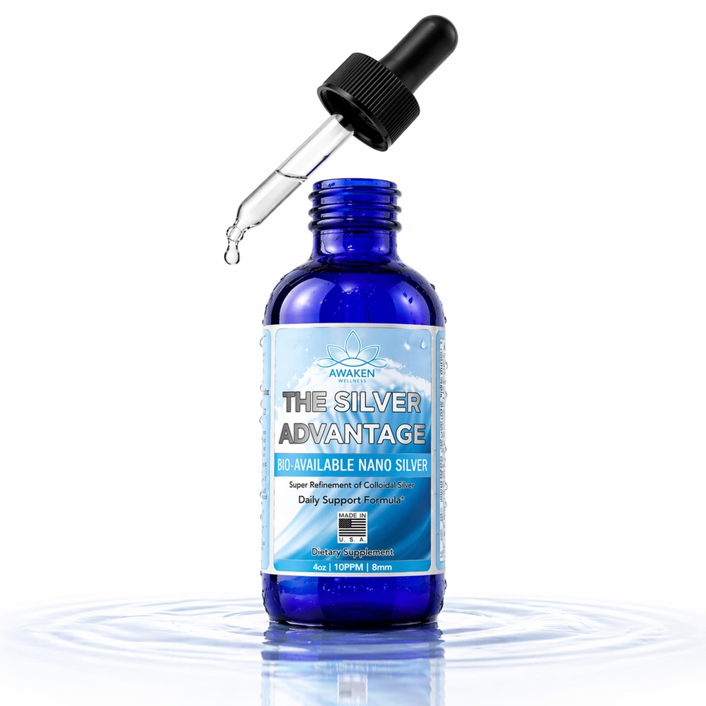 Colloidal Silver Liquid 10 PPM (4 oz) – Pure Nano Silver Drops for Immune Support – High Bioavailability Mineral Supplement – Vegan, Non-GMO & Gluten-Free – Glass Bottle with Dropper