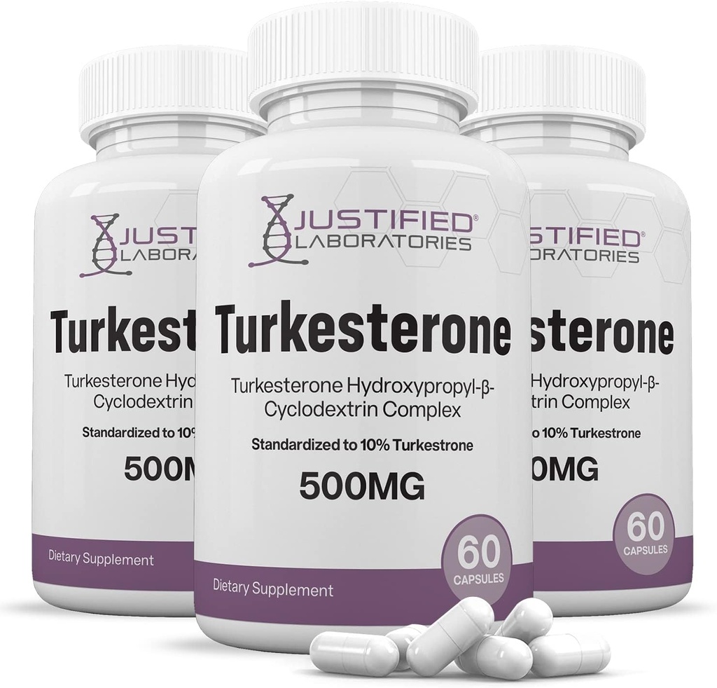 Justified Laboratories (3 Pack Turkesterone 500mg 10% Standardized Φυσικά Αύξηση αντοχής Stamina 180 κάψουλες